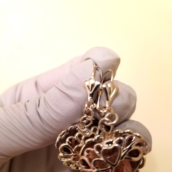 ✅Vecchia Murano Italian Hand-blown heart-shaped purple lilac glass beads earring - Picture 8 of 15